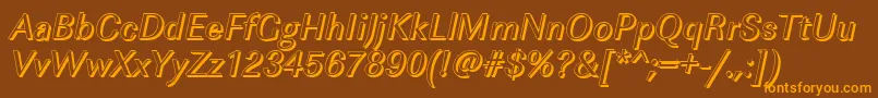 Lisätietoja ImperialshItalic-fontista ImperialshItalic-fontti – oranssit fontit ruskealla taustalla