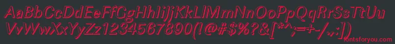 フォントImperialshItalic – 黒い背景に赤い文字