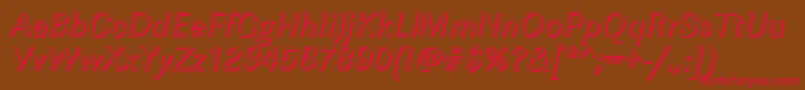 フォントImperialshItalic – 赤い文字が茶色の背景にあります。