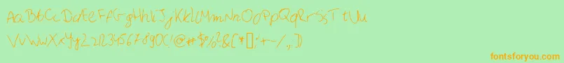 フォントApplausefont – オレンジの文字が緑の背景にあります。