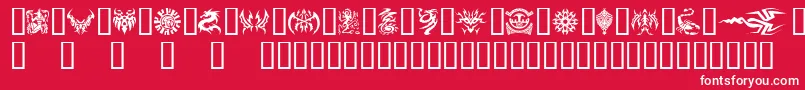 Tattoo-Schriftart – Weiße Schriften auf rotem Hintergrund