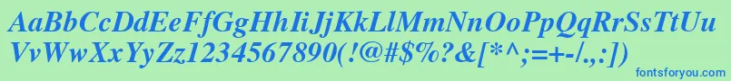 TimesCeBoldItalic Font – Blue Fonts on Green Background