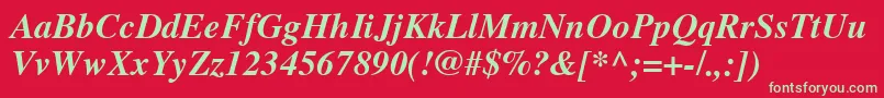 フォントTimesCeBoldItalic – 赤い背景に緑の文字