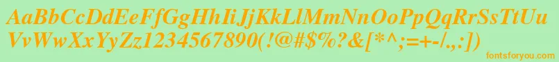 TimesCeBoldItalic-Schriftart – Orangefarbene Schriften auf grünem Hintergrund