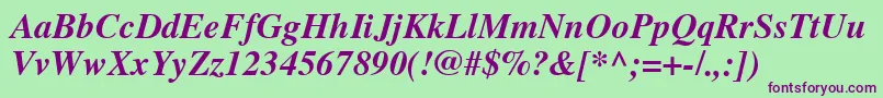 TimesCeBoldItalic Font – Purple Fonts on Green Background