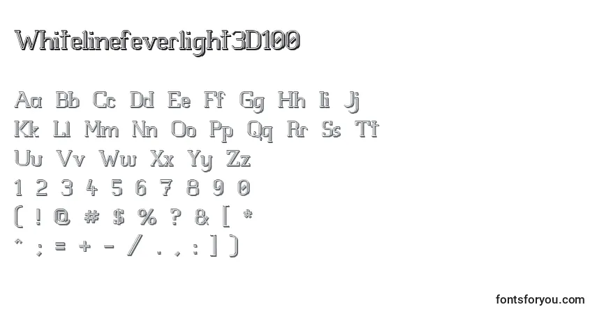 A fonte Whitelinefeverlight3D100 – alfabeto, números, caracteres especiais