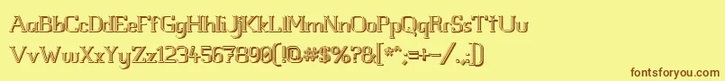 フォントWhitelinefeverlight3D100 – 茶色の文字が黄色の背景にあります。