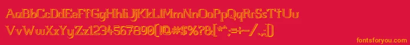 Whitelinefeverlight3D100 Font – Orange Fonts on Red Background