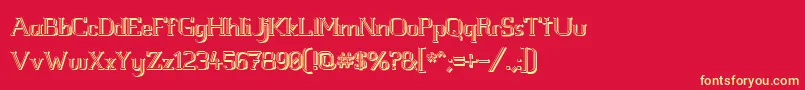 Whitelinefeverlight3D100 Font – Yellow Fonts on Red Background