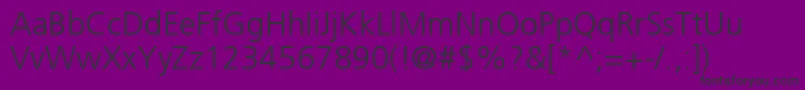 FrutigerCe45Light-Schriftart – Schwarze Schriften auf violettem Hintergrund