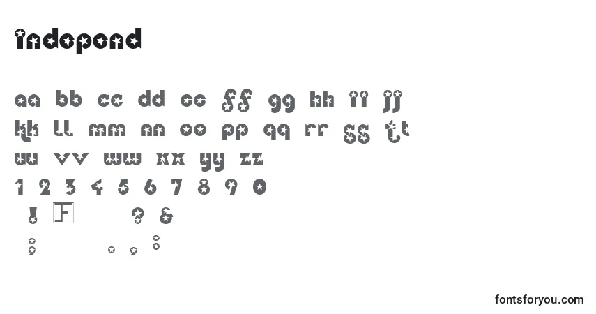 Czcionka Independ – alfabet, cyfry, specjalne znaki