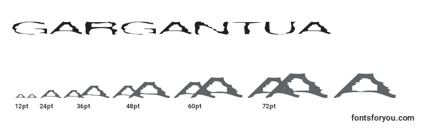 Gargantua-fontin koot