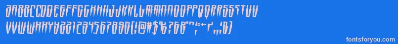 Swordtoothrotate2-Schriftart – Rosa Schriften auf blauem Hintergrund