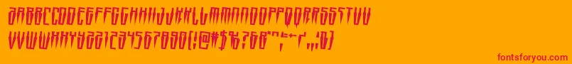 Swordtoothrotate2-Schriftart – Rote Schriften auf orangefarbenem Hintergrund