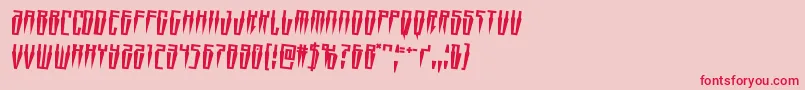 Swordtoothrotate2-Schriftart – Rote Schriften auf rosa Hintergrund