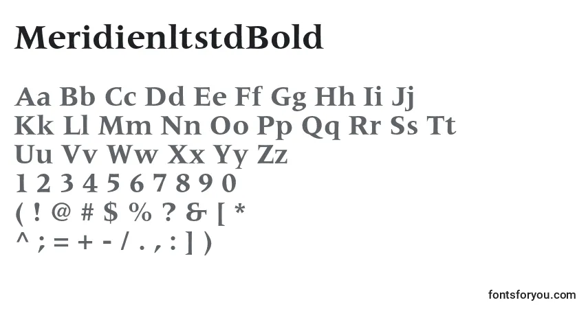 Шрифт MeridienltstdBold – алфавит, цифры, специальные символы