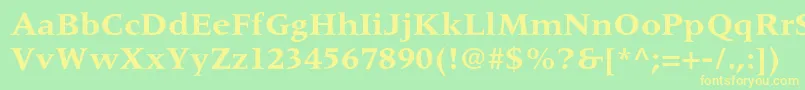フォントMeridienltstdBold – 黄色の文字が緑の背景にあります