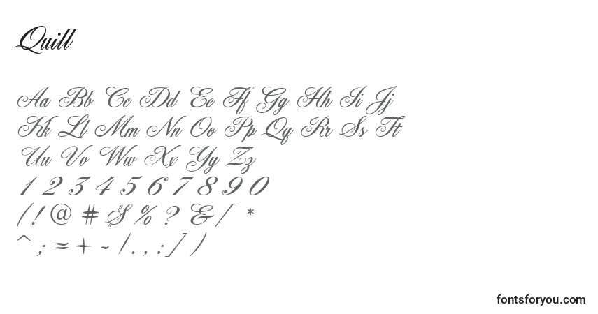 Czcionka Quill – alfabet, cyfry, specjalne znaki