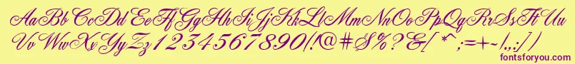 Quill Font – Purple Fonts on Yellow Background