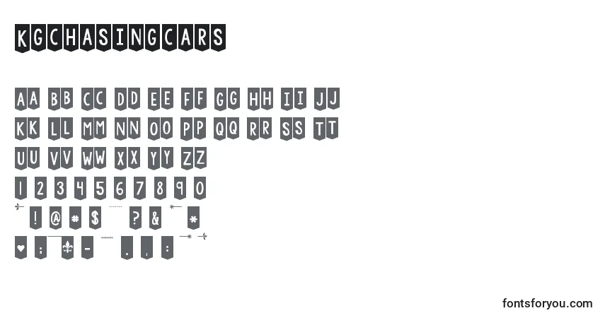 Schriftart Kgchasingcars – Alphabet, Zahlen, spezielle Symbole