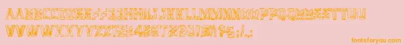 Bevelhands-Schriftart – Orangefarbene Schriften auf rosa Hintergrund