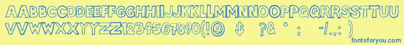 Hellafont Font – Blue Fonts on Yellow Background