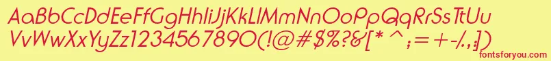 NeuselightsskItalic Font – Red Fonts on Yellow Background