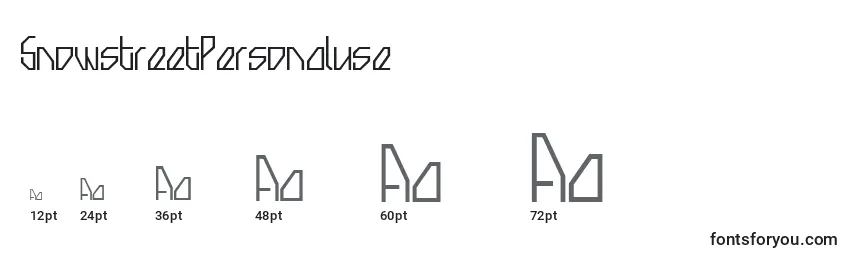 SnowstreetPersonaluse Font Sizes