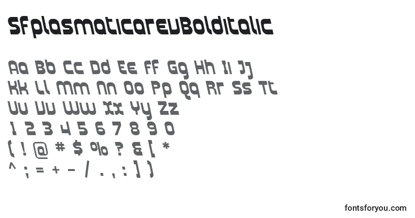 A fonte SfplasmaticarevBolditalic – alfabeto, números, caracteres especiais