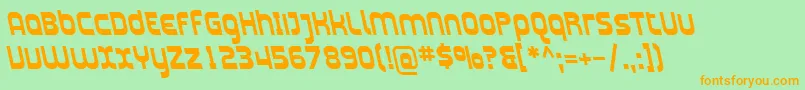 フォントSfplasmaticarevBolditalic – オレンジの文字が緑の背景にあります。