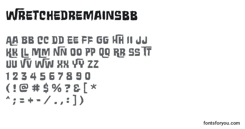 Czcionka Wretchedremainsbb (109683) – alfabet, cyfry, specjalne znaki
