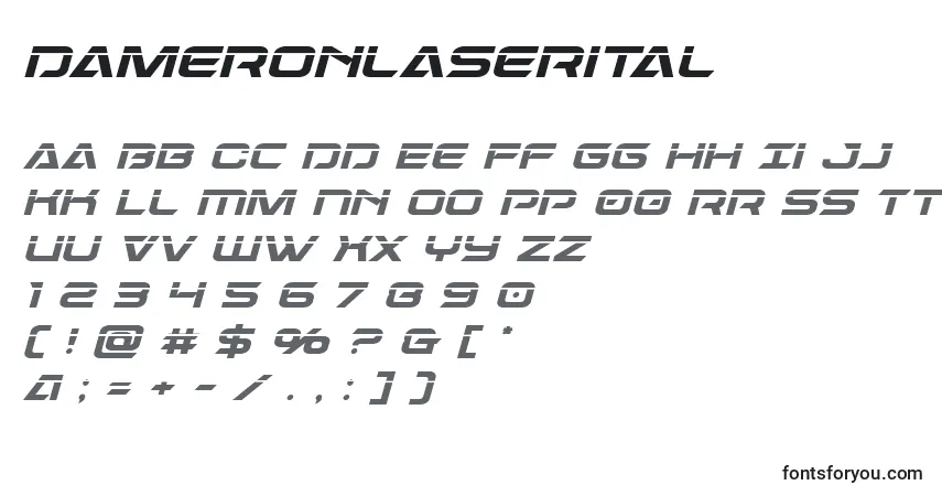 Schriftart Dameronlaserital – Alphabet, Zahlen, spezielle Symbole