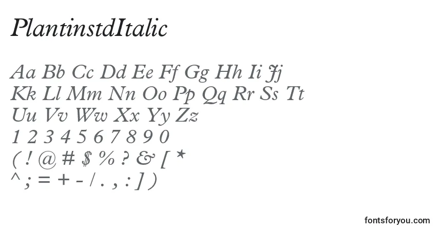 PlantinstdItalic-fontti – aakkoset, numerot, erikoismerkit