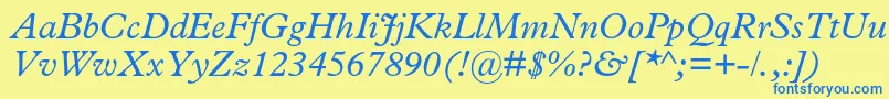 PlantinstdItalic Font – Blue Fonts on Yellow Background