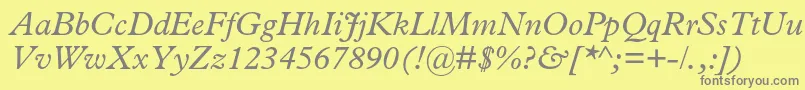 PlantinstdItalic-Schriftart – Graue Schriften auf gelbem Hintergrund