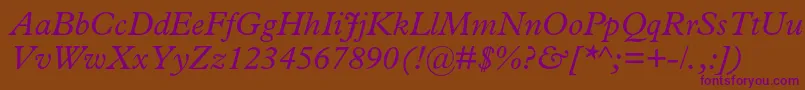 PlantinstdItalic Font – Purple Fonts on Brown Background