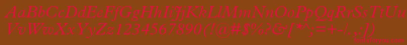 PlantinstdItalic-Schriftart – Rote Schriften auf braunem Hintergrund