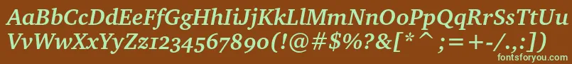 CharteroscBolditalic-fontti – vihreät fontit ruskealla taustalla