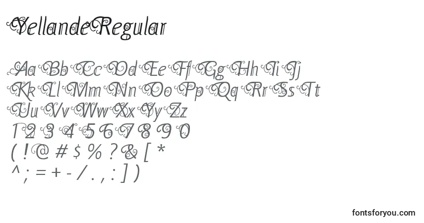 Schriftart YellandeRegular – Alphabet, Zahlen, spezielle Symbole