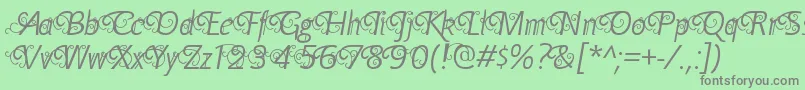 フォントYellandeRegular – 緑の背景に灰色の文字