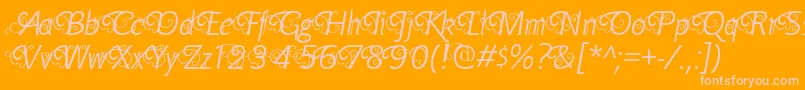 YellandeRegular-Schriftart – Rosa Schriften auf orangefarbenem Hintergrund