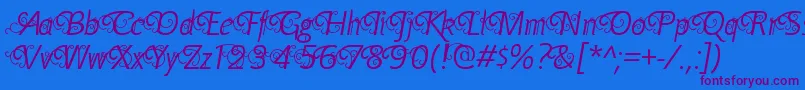 YellandeRegular Font – Purple Fonts on Blue Background