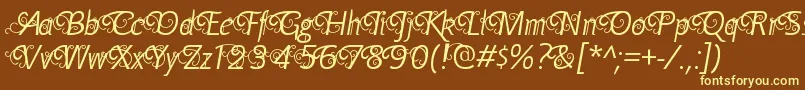YellandeRegular-fontti – keltaiset fontit ruskealla taustalla