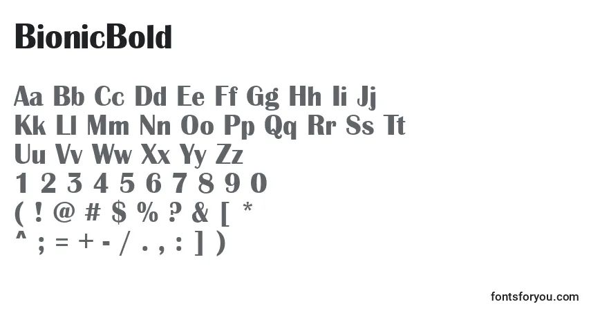 Fuente BionicBold - alfabeto, números, caracteres especiales