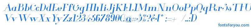 フォントGlamorItalic – 白い背景に青い文字