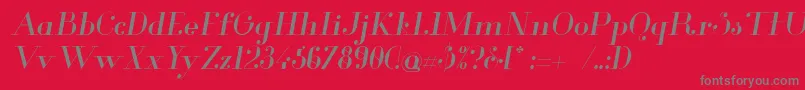 フォントGlamorItalic – 赤い背景に灰色の文字