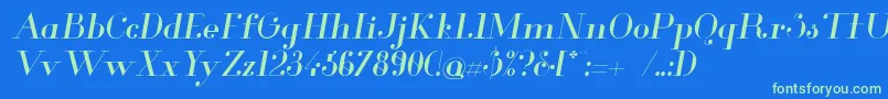 フォントGlamorItalic – 青い背景に緑のフォント