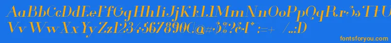 GlamorItalic Font – Orange Fonts on Blue Background