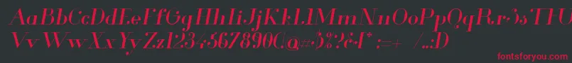 フォントGlamorItalic – 黒い背景に赤い文字