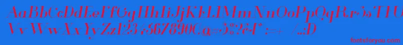 GlamorItalic Font – Red Fonts on Blue Background